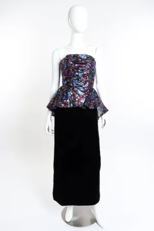Metallic Velvet Ruffle Dress
