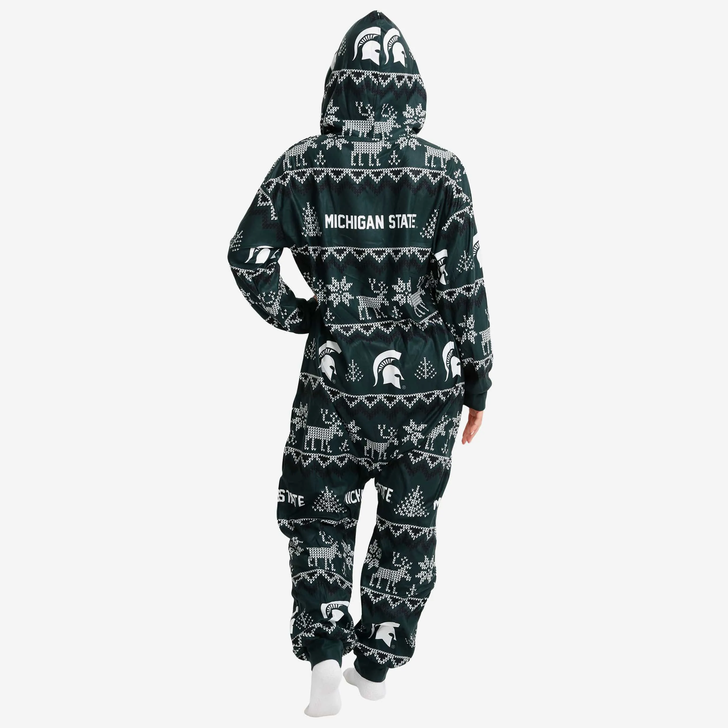 Michigan State Spartans Ugly Pattern One Piece Pajamas