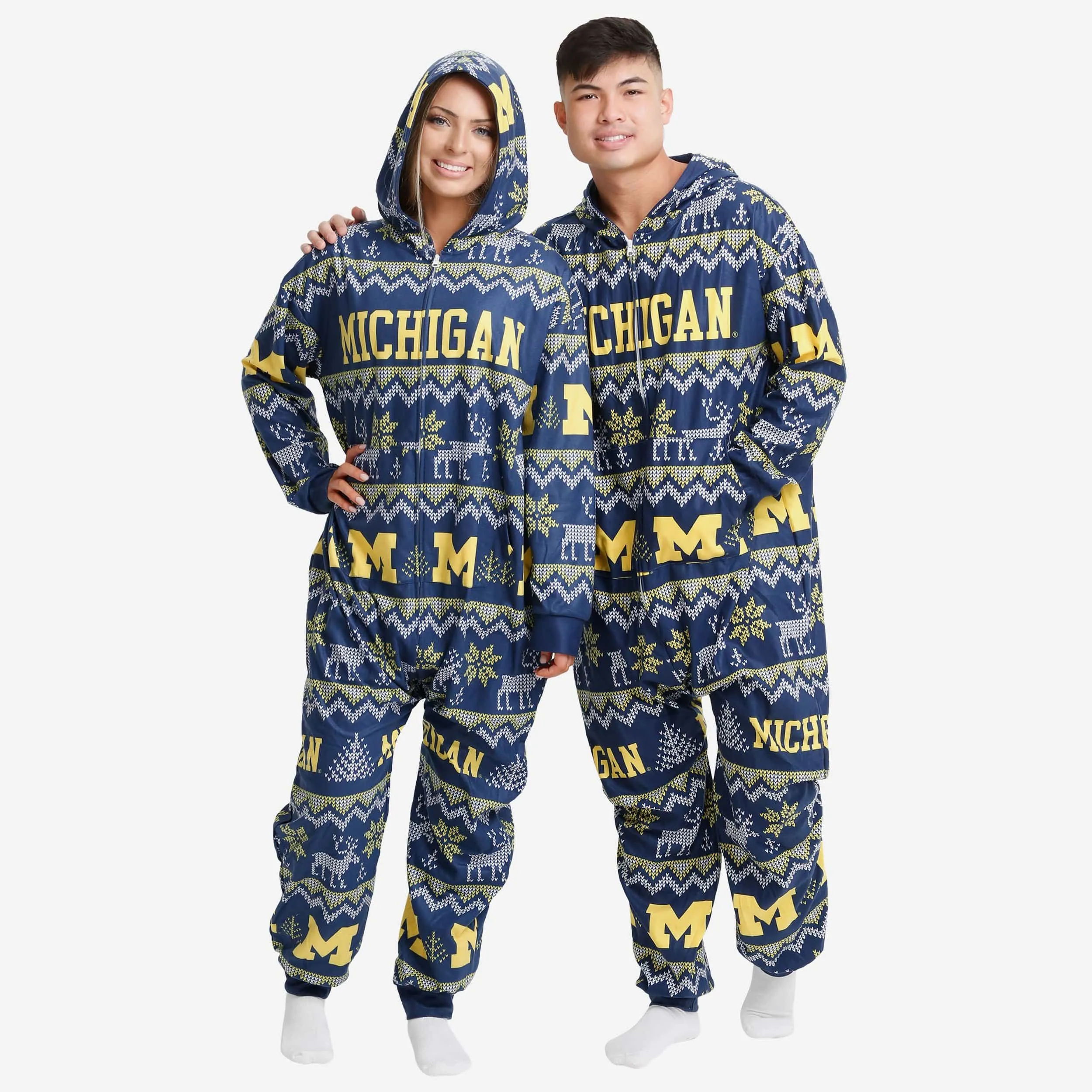 Michigan Wolverines Ugly Pattern One Piece Pajamas