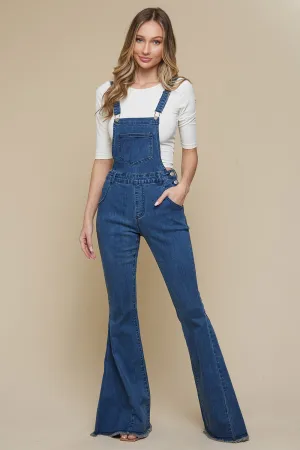 Mid Denim Bellbottom Overalls
