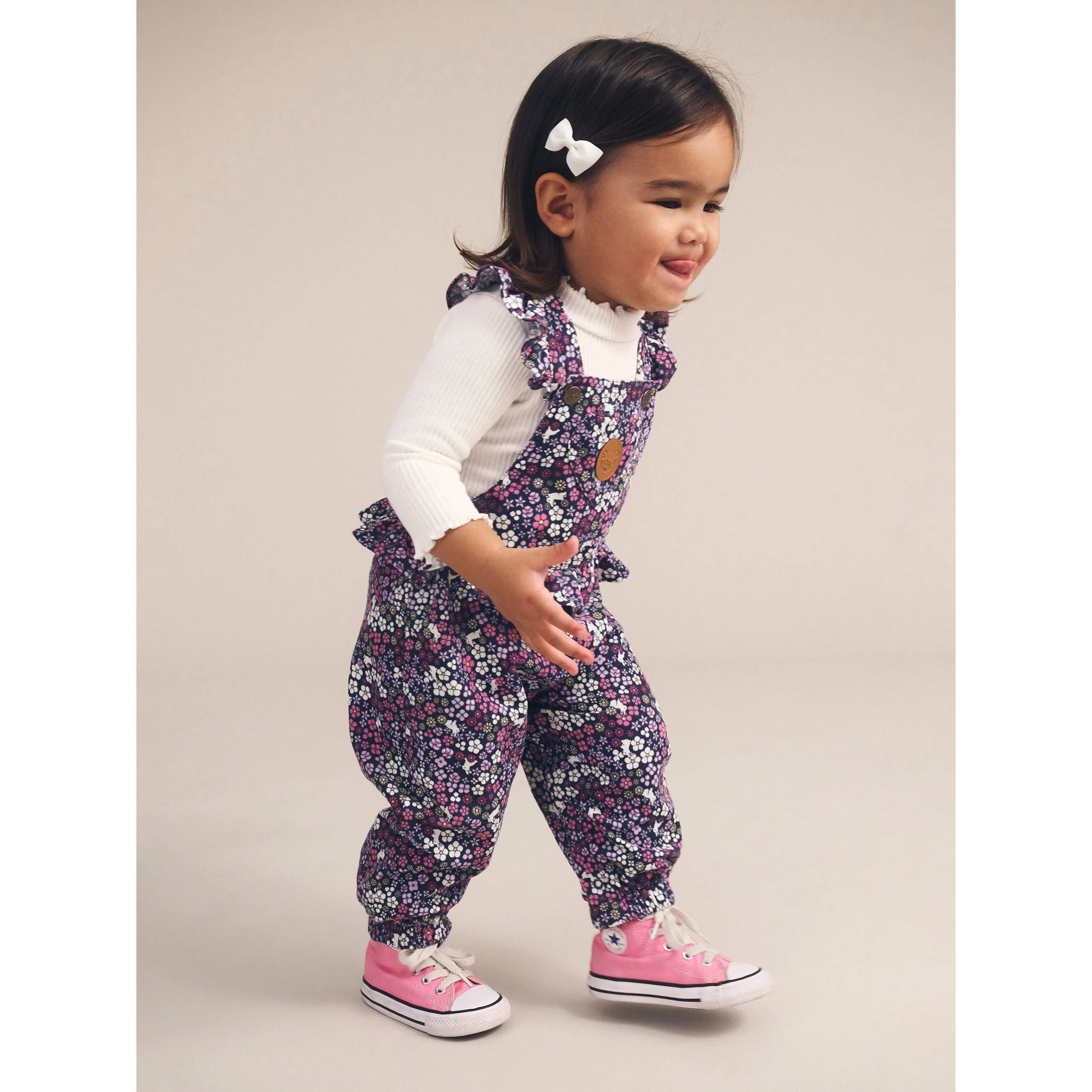 Midnight Flower Garden Frill Overall