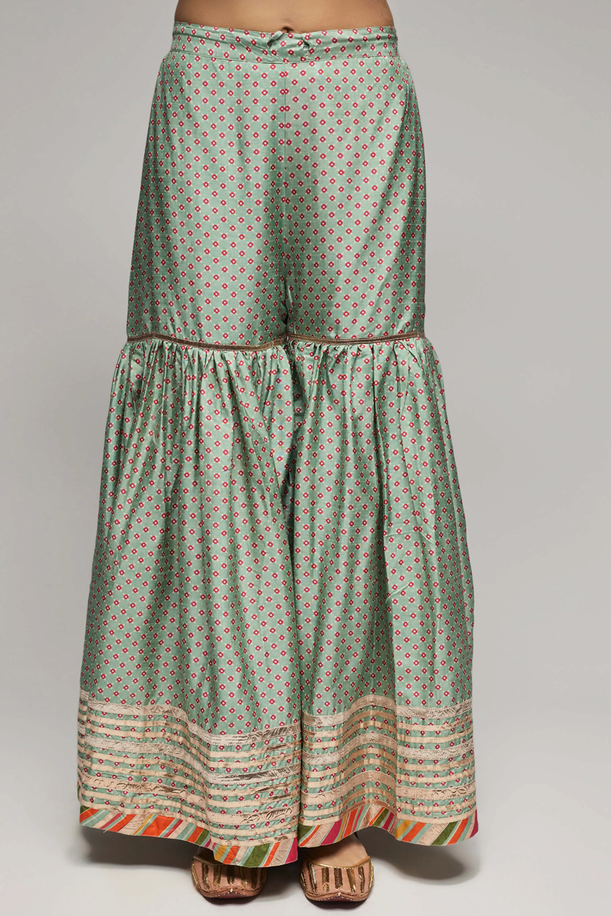 Mint green peplum sharara set