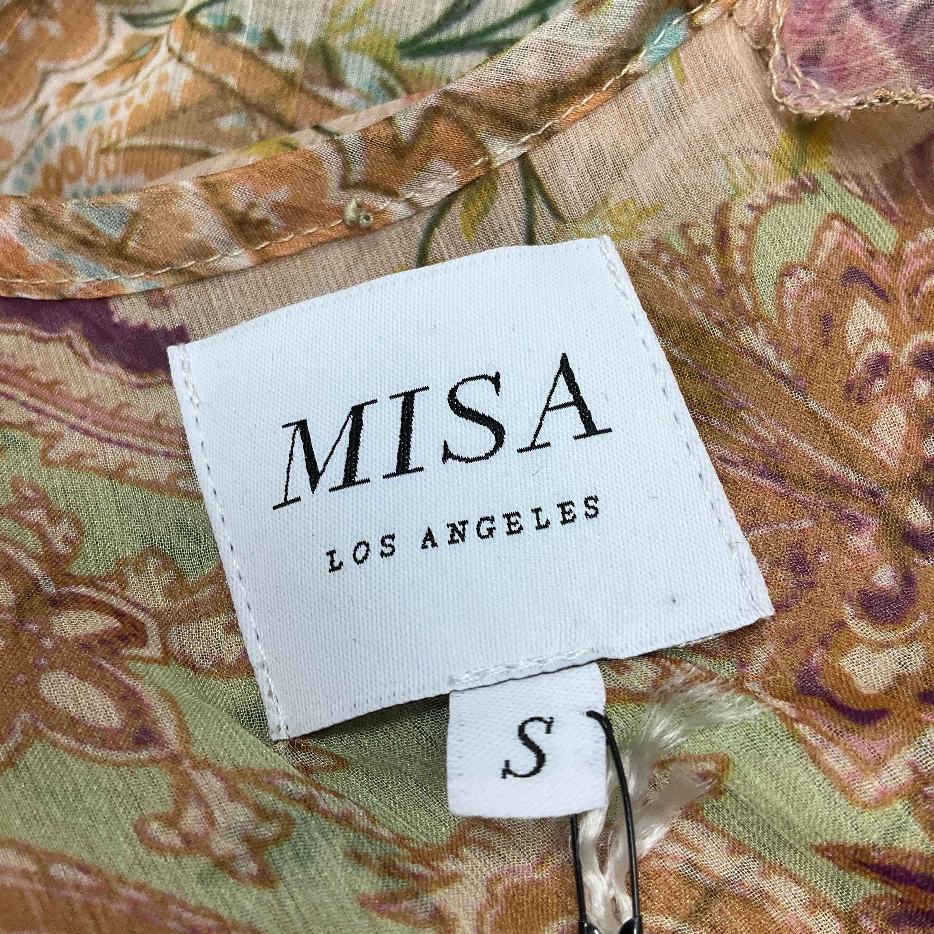 Misa Beige / Pink Multi Printed Long Chiffon Dress