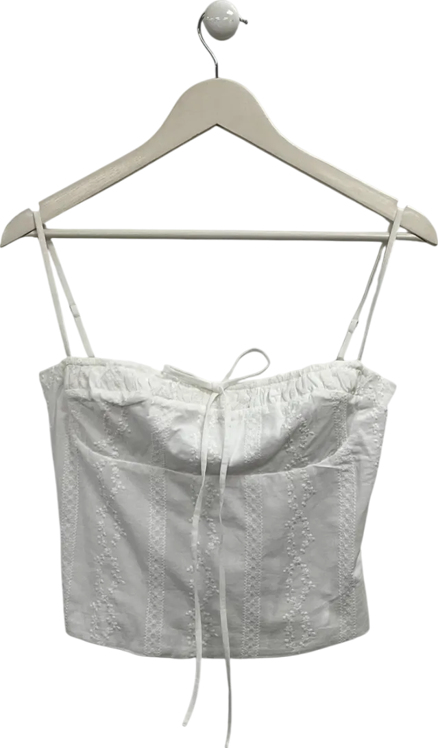 Mistress Rocks White Embroidered Floral Top UK M