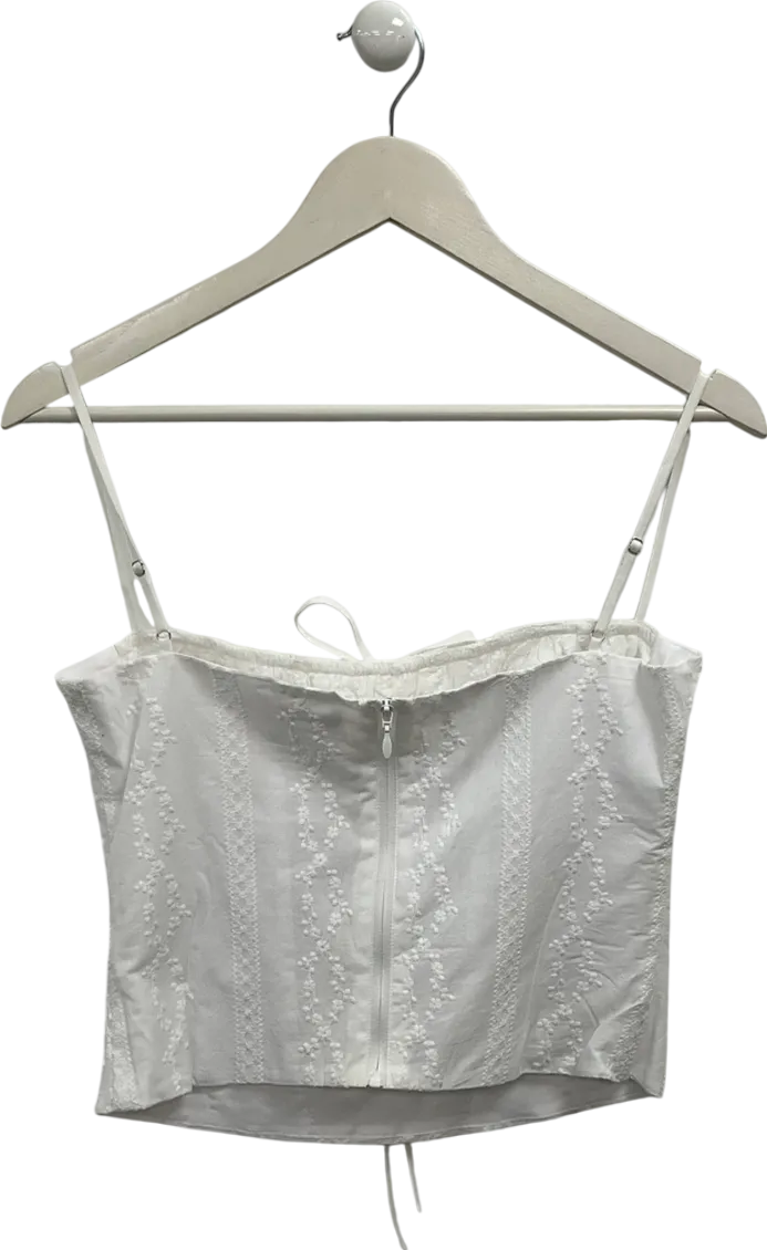 Mistress Rocks White Embroidered Floral Top UK M