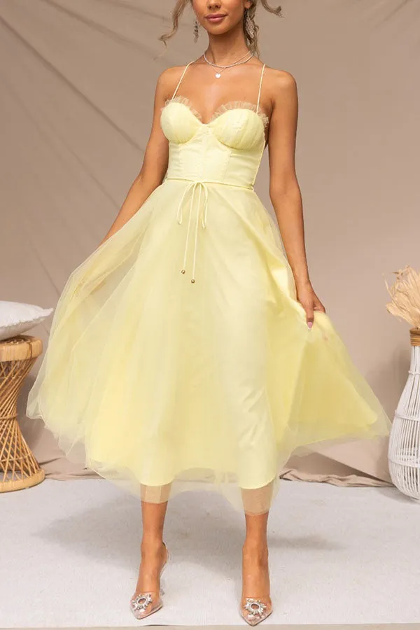 Modern-day Princess Chiffon Suspenders Party Maxi Dress