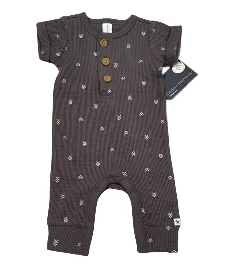 Modern Moments by Gerber Baby Boy / Girl Waffle Romper - Charcoal