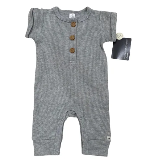 Modern Moments by Gerber Baby Boy / Girl Waffle Romper - Heather Gray