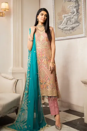 Modern Pakistani Sleeveless Chiffon Dress In Rosy Pink Color # CA125