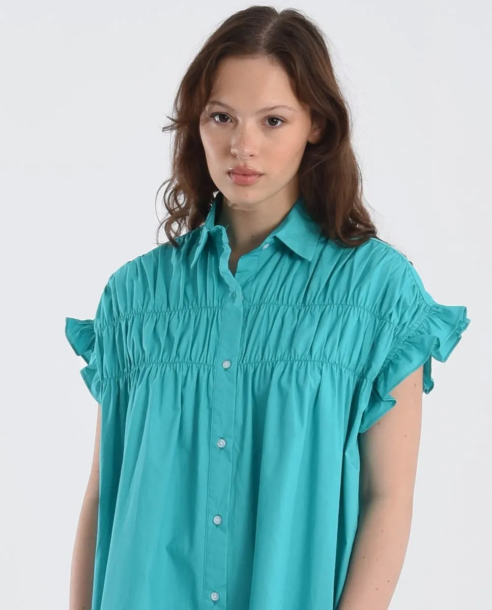 MOLLY BRACKEN GATHERED SHIRT DRESS