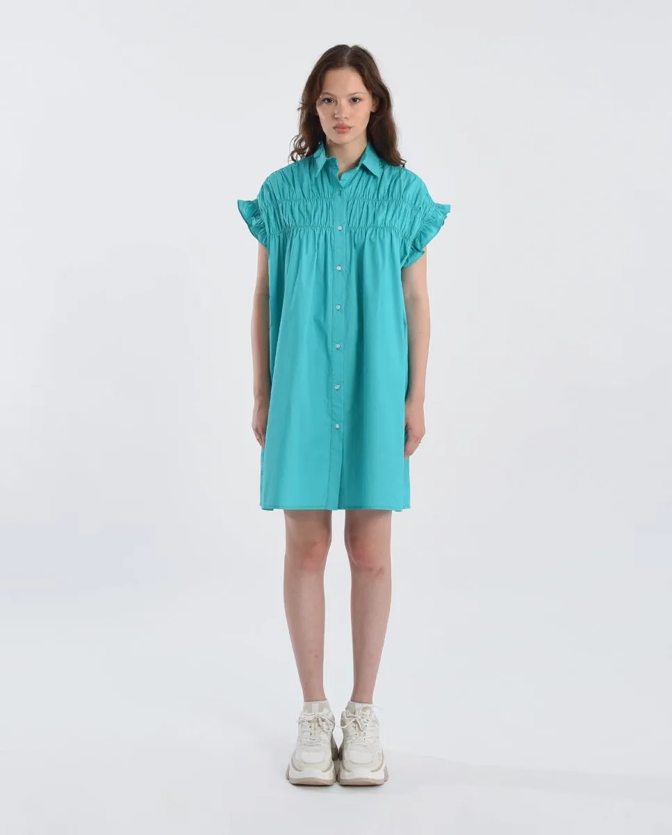 MOLLY BRACKEN GATHERED SHIRT DRESS