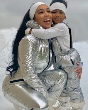 Mommy & Me Platinum Ski Suits: Ships in 2-6 days