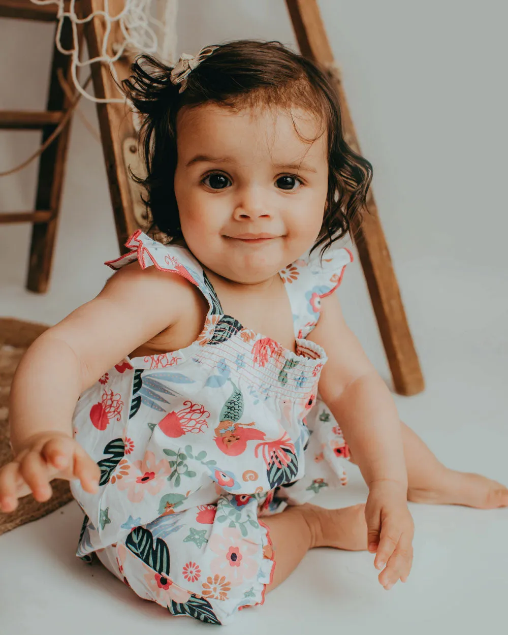Multicoloured Mermaid Print Romper