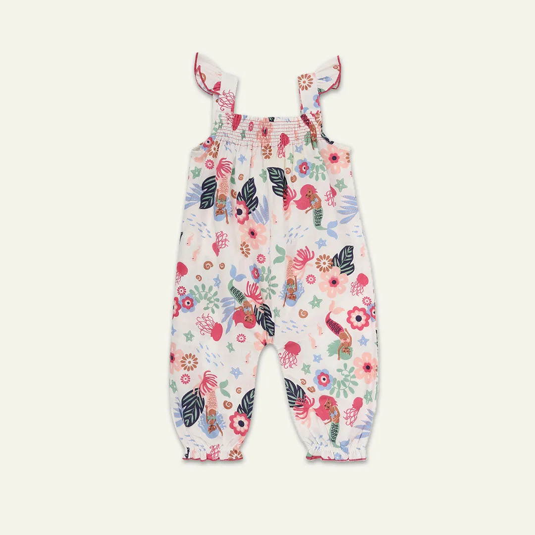 Multicoloured Mermaid Print Romper