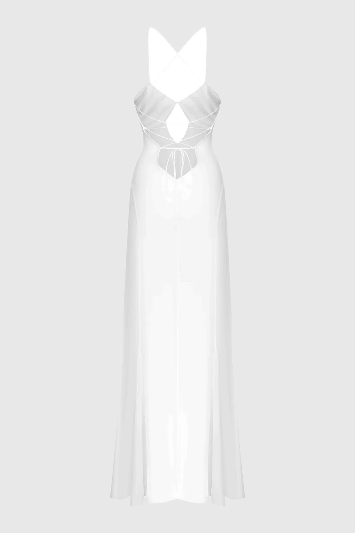 Natane Chiffon Cutout Backless Maxi Dress - White