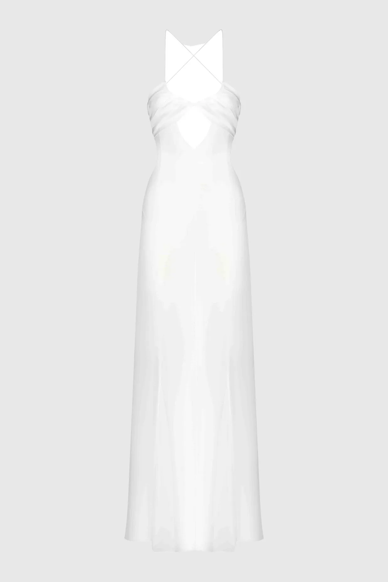 Natane Chiffon Cutout Backless Maxi Dress - White
