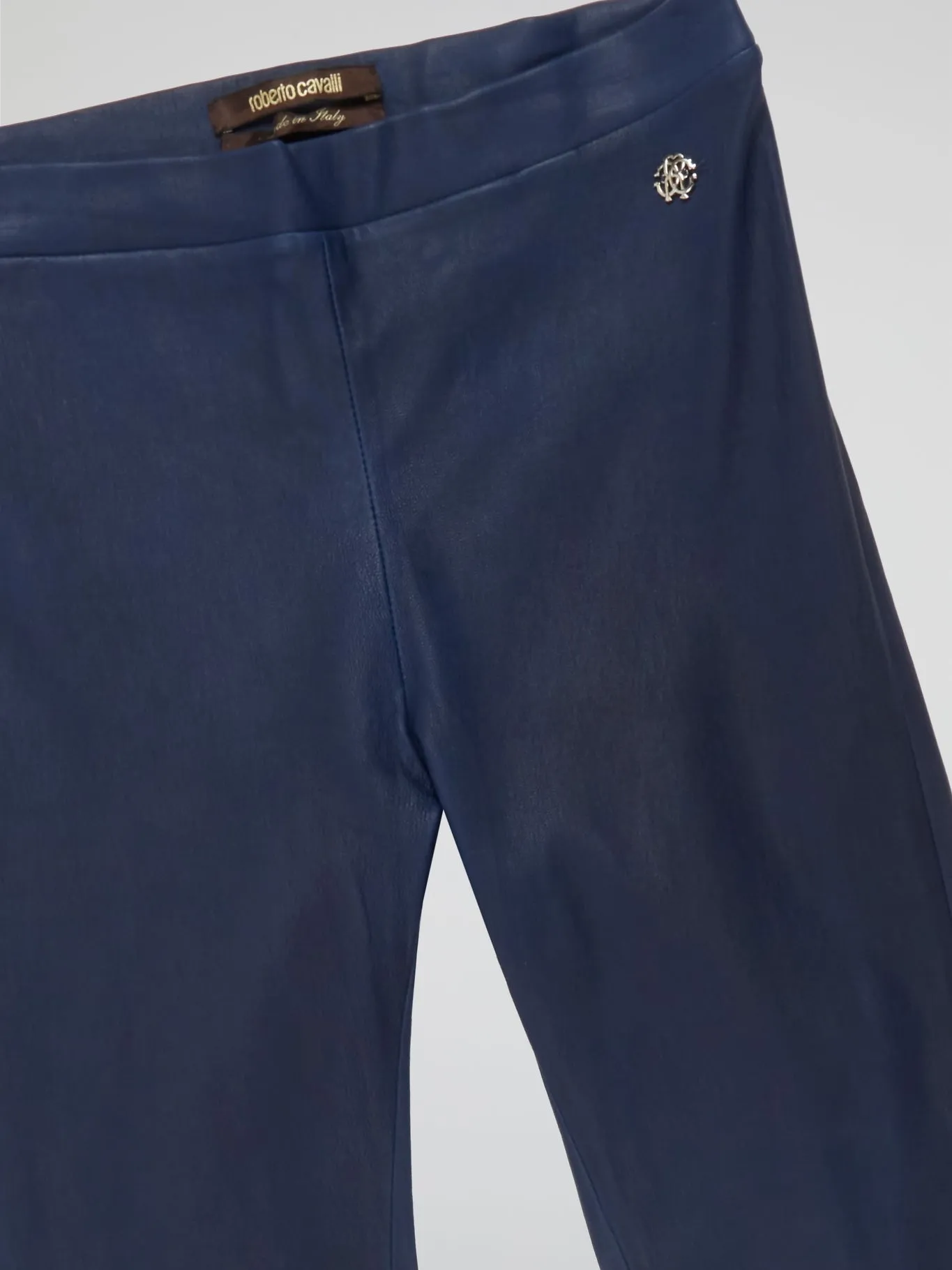 Navy Leather Leggings