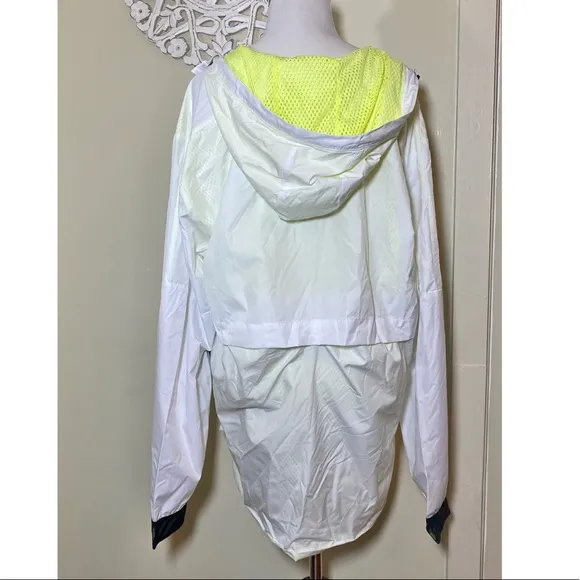 New Balance White Neon Mesh Anorak Rain Jacket