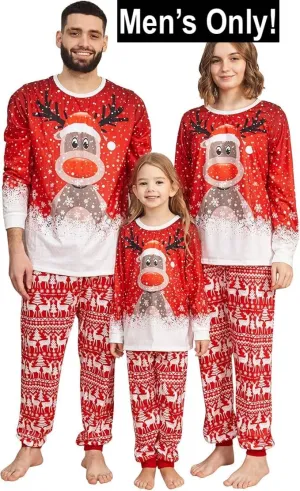 NEW Christmas Pajamas, 2 Piece Christmas Sleepwear Set Long Sleeve Clothes and Pants Christmas Pajamas Set for Men, Sz L, Retails $43