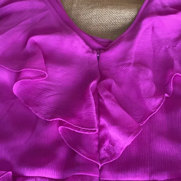 NEW DKNY Fuchsia Ruffle Chiffon Maxi Dress
