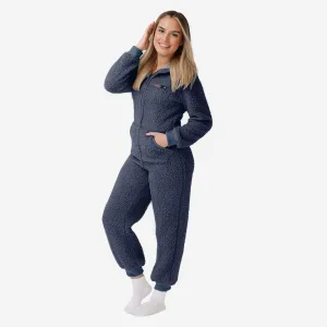 New England Patriots Womens Sherpa One Piece Pajamas