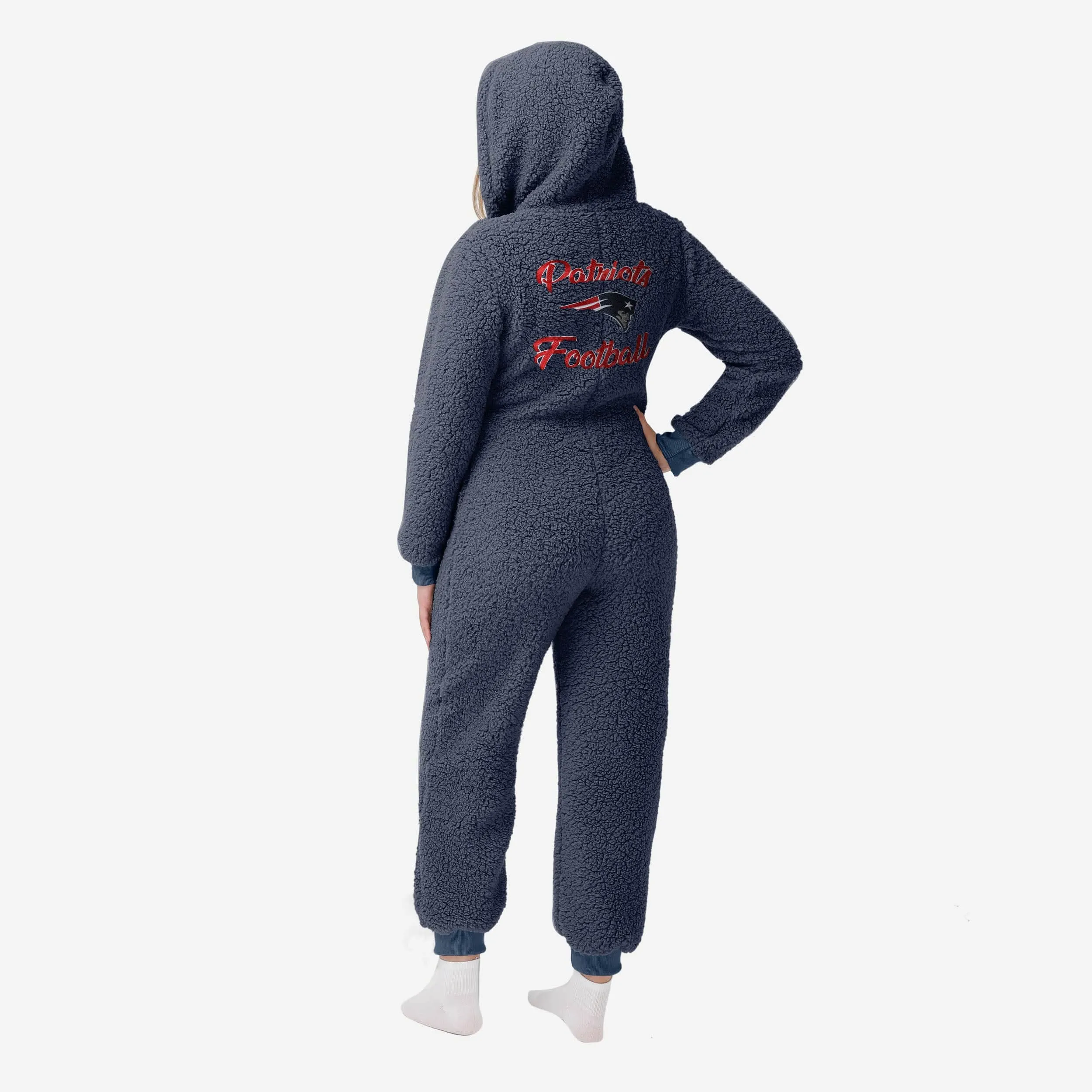 New England Patriots Womens Sherpa One Piece Pajamas