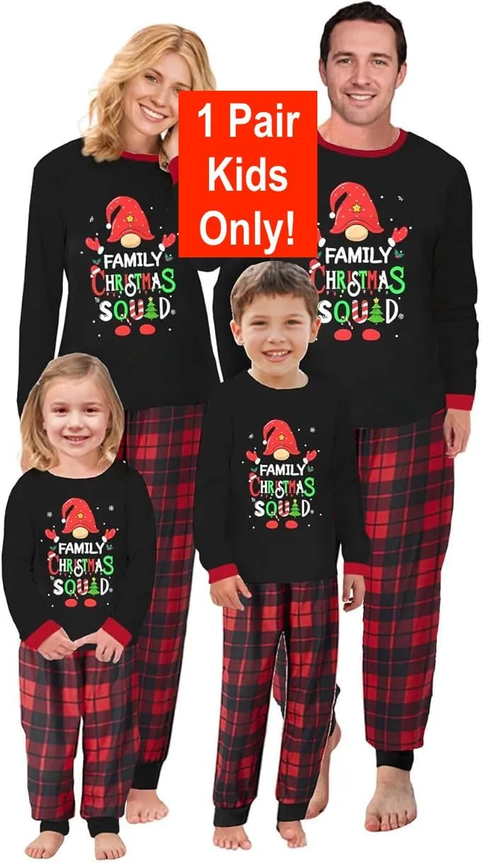 NEW EzonYanGo Matching Christmas Pyjamas Set Reindeer Pajamas PJs Set Xmas Sleepwear Nightwear for Kids, 1 Pair, Sz 10-12 Years