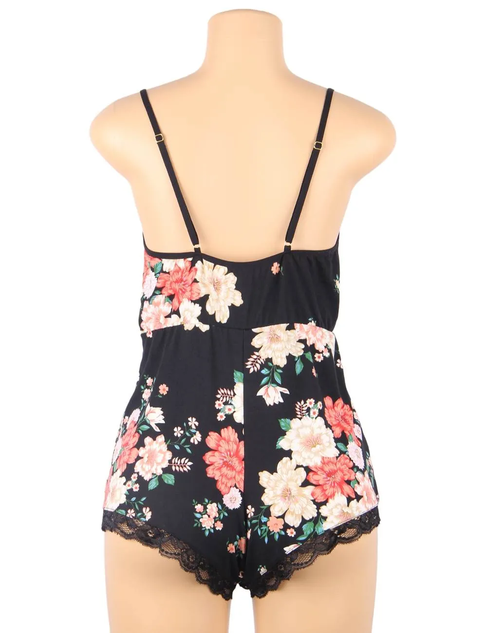 New Floral print V-neck Backless Pajama Romper Onesies For Women