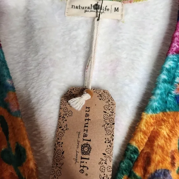 New Natural Life Fleece Onesie Pajamas Yellow Floral Border sz Medium