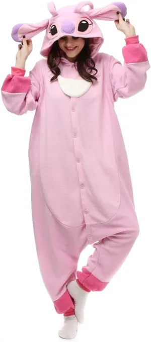 NEW TSMY Unisex Adults Lilo & Stitch Pink Stitch Onesie Pajamas Pink - Size Large - Retails $56 