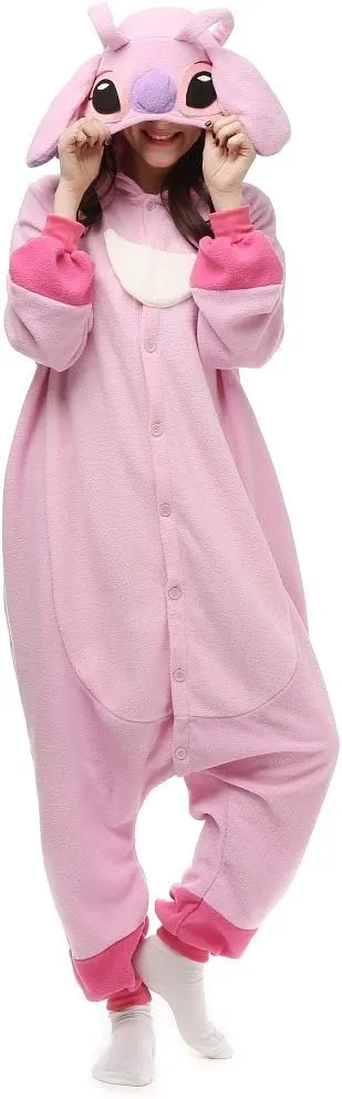 NEW TSMY Unisex Adults Lilo & Stitch Pink Stitch Onesie Pajamas Pink - Size Large - Retails $56 