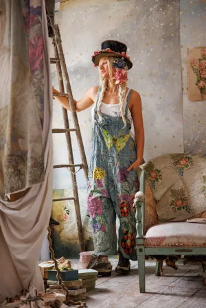 Night Garden Benjamin Wide Leg Overalls in Washed Indigo