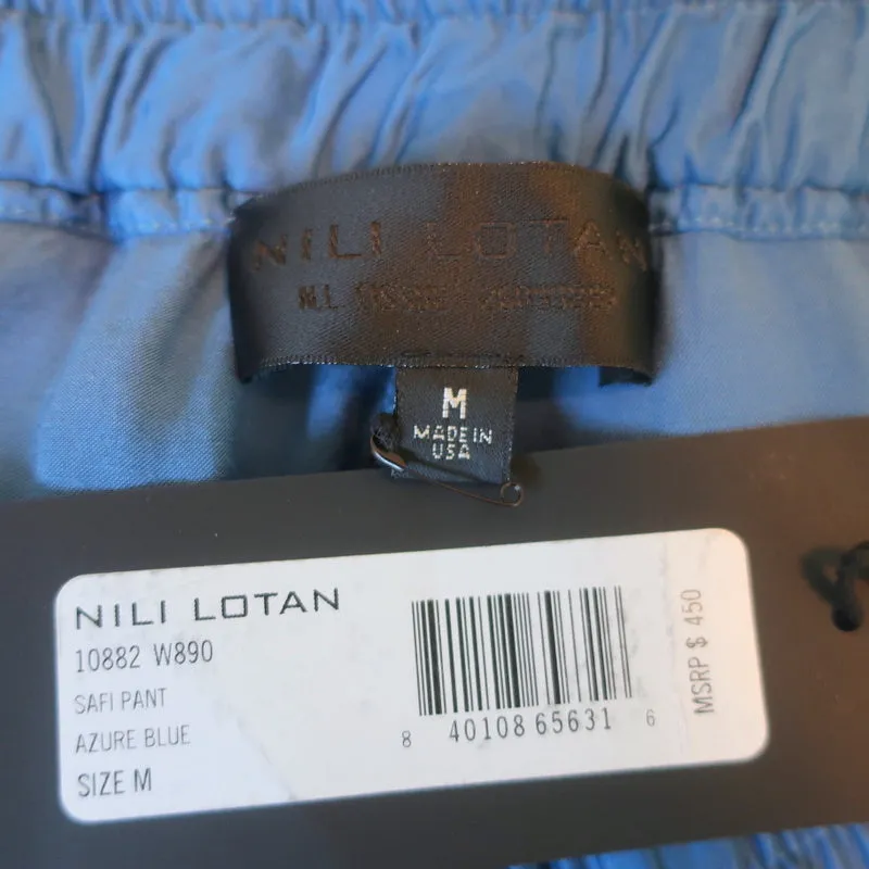 Nili Lotan Safi Pants Azure Blue Satin Size Medium NEW