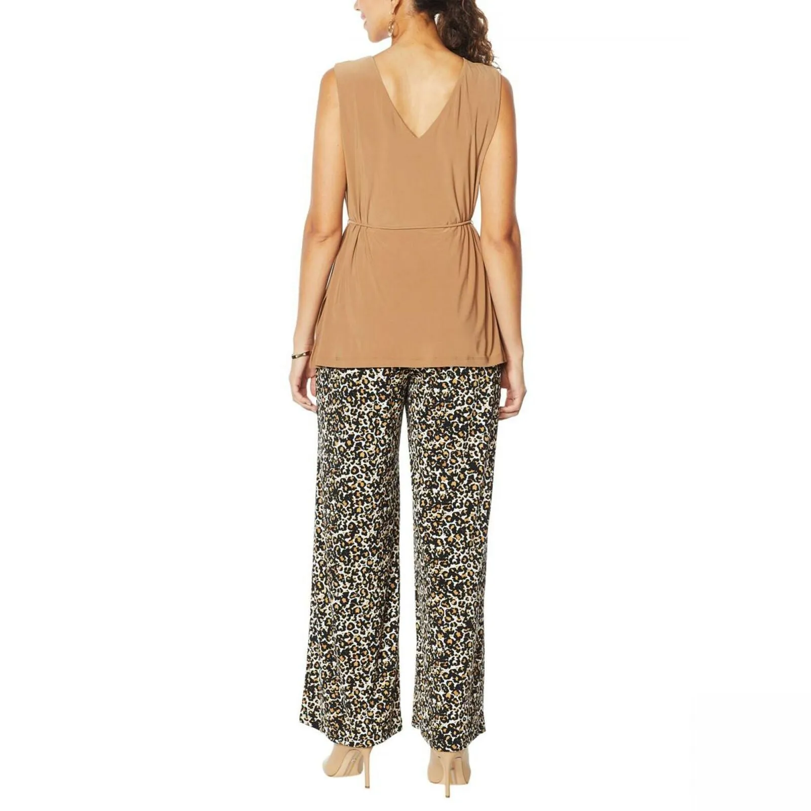 Nina Leonard Women's Popover Tunic And Palazzo Pant Jumpsuit