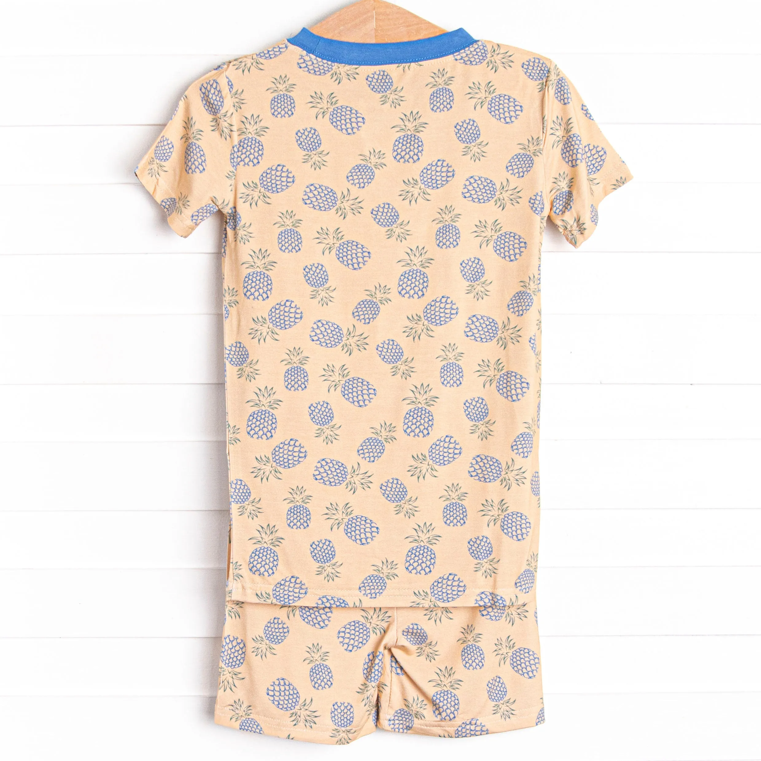 No Dole Days Bamboo Pajama Short Set, Yellow and Blue