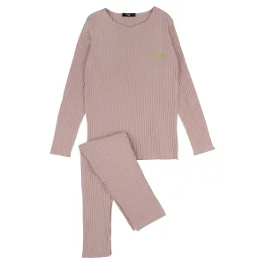 Noggi Pink Ribbed Dream Loungewear Set