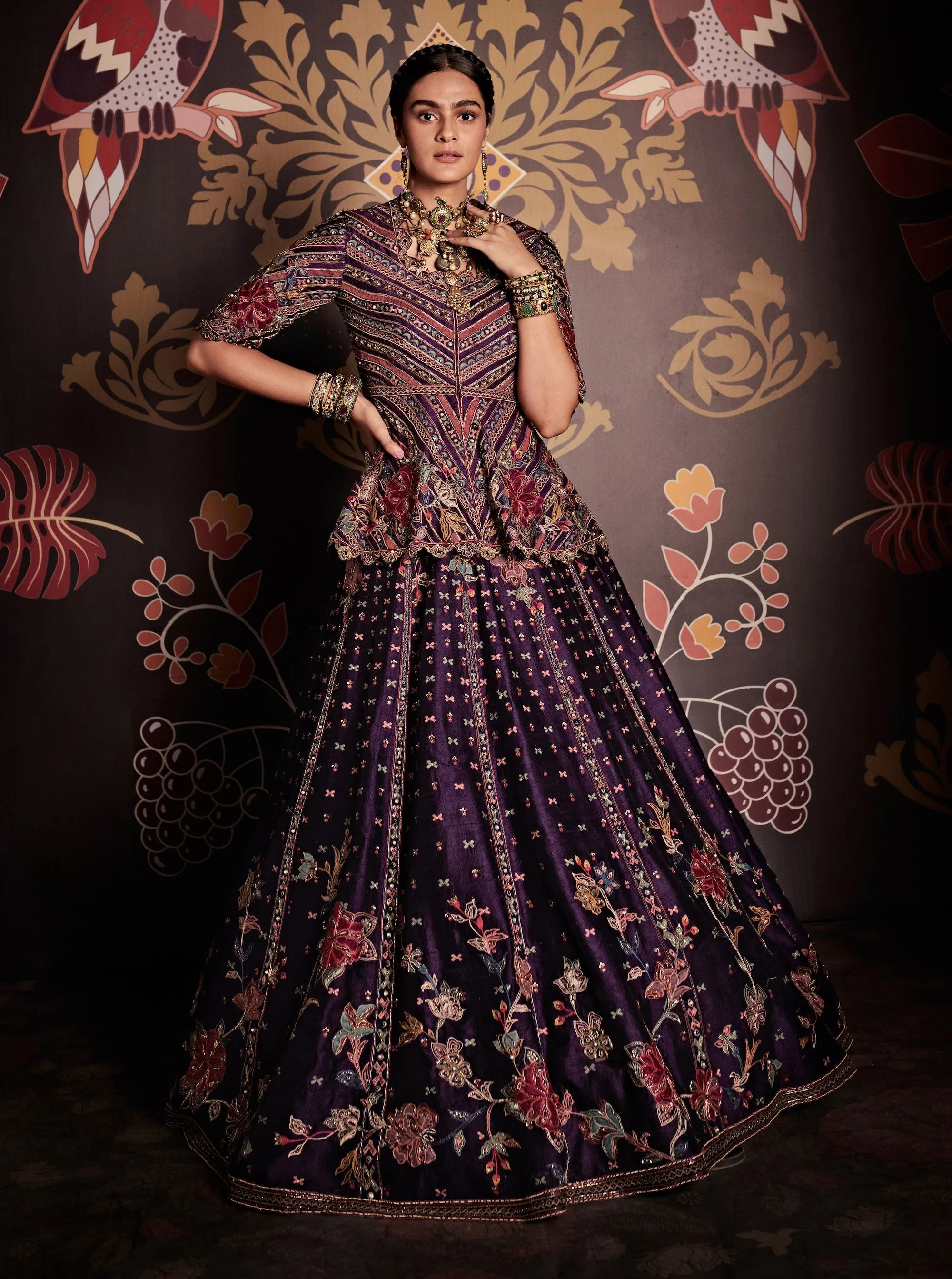 Noorien Purple Embroidered Lehenga Set