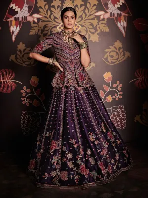 Noorien Purple Embroidered Lehenga Set