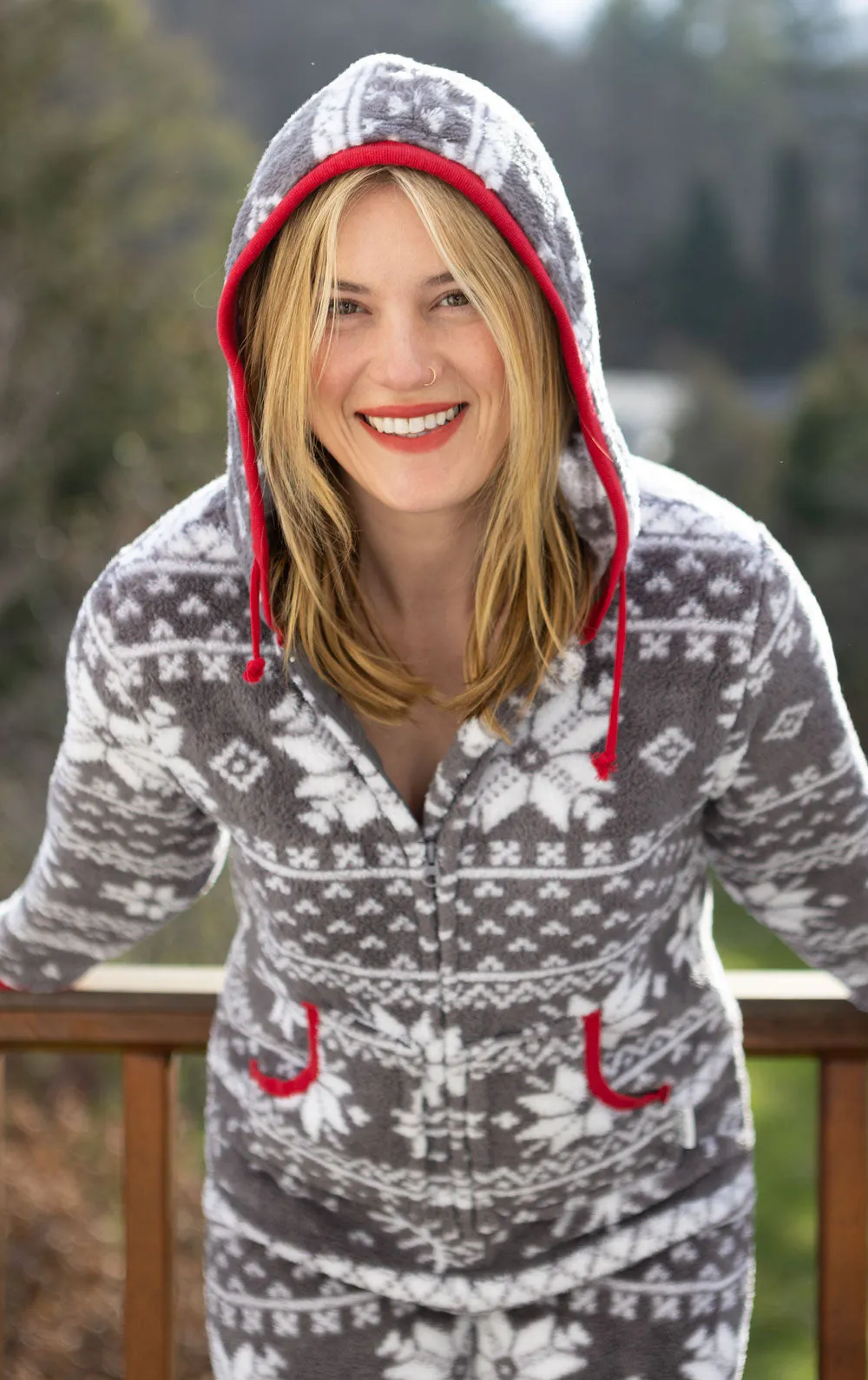 Nordic Fleece Hoodie-Footie Onesie Pajamas - Pet & Owner