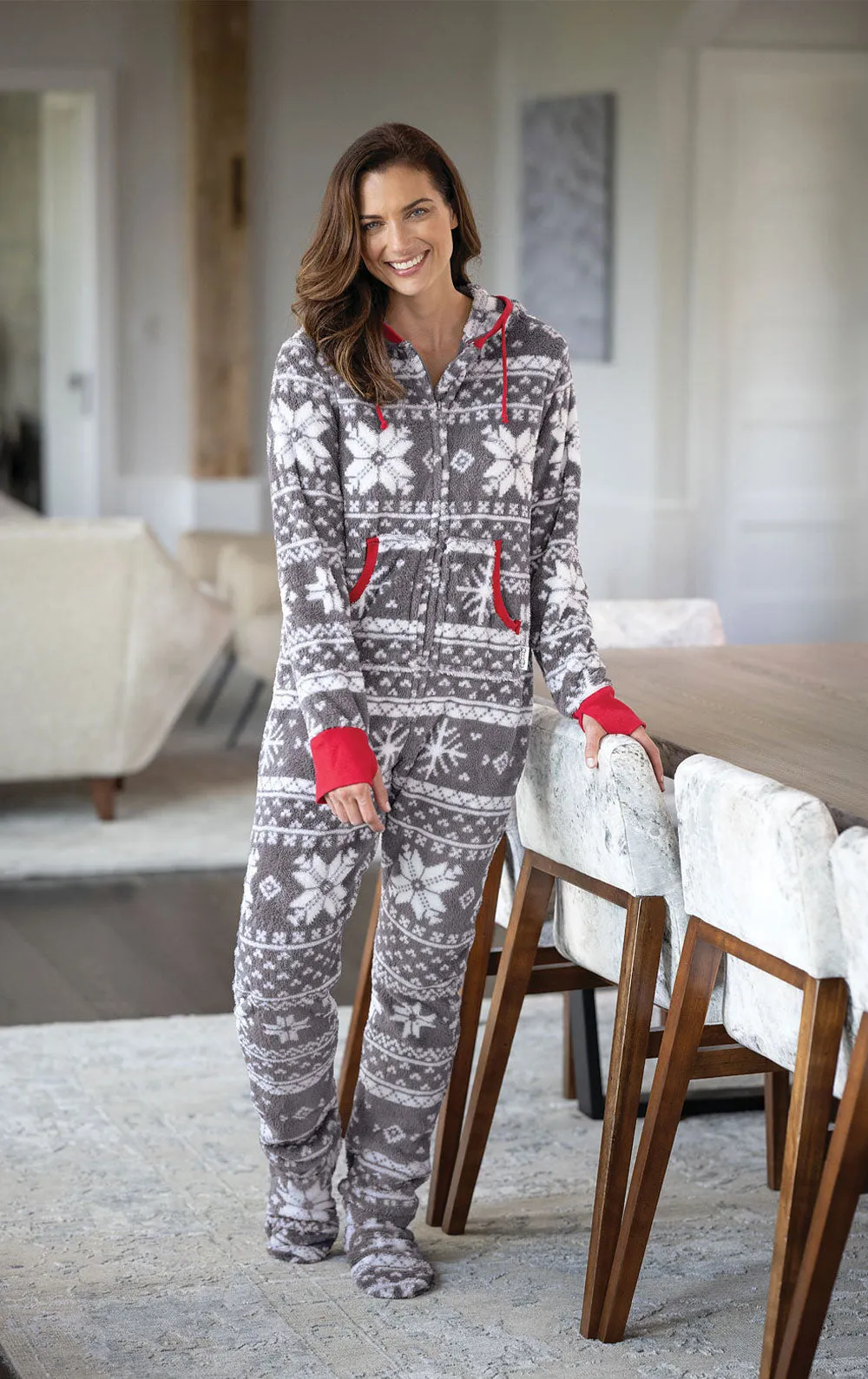 Nordic Fleece Hoodie-Footie Onesie Pajamas - Pet & Owner