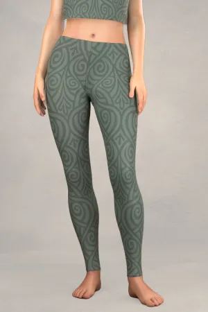 Nouveau Bands Leggings: Sage