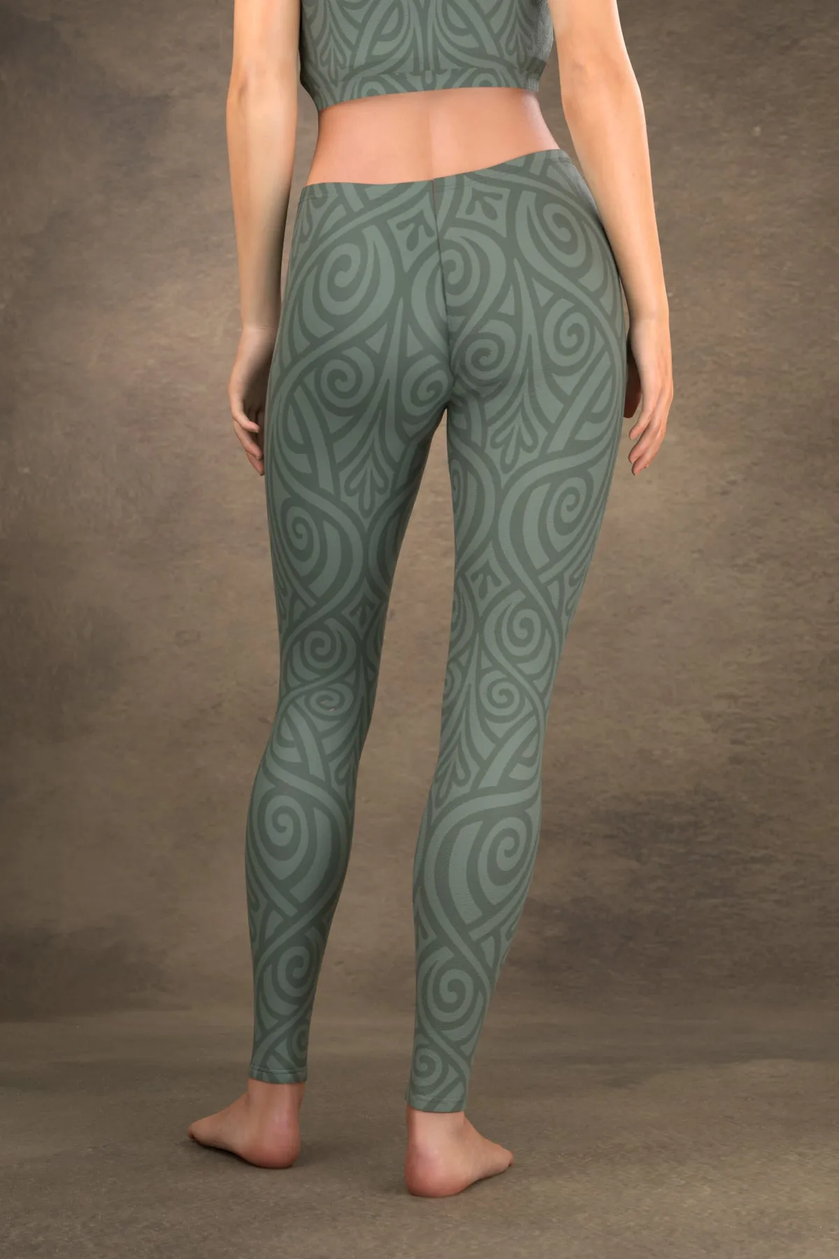 Nouveau Bands Leggings: Sage