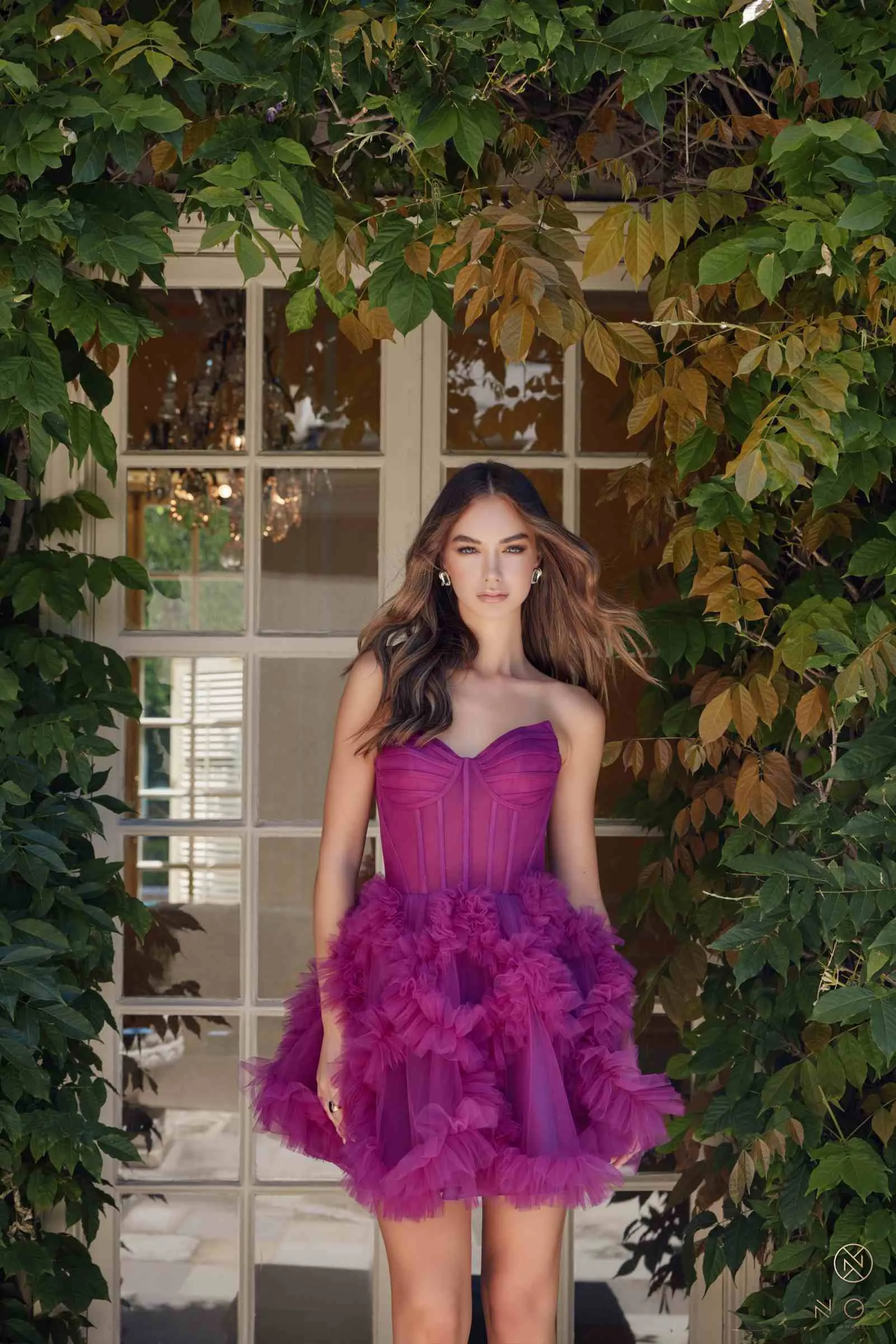 Nox Anabel Y859 Dress Strapless Sweetheart A-Line Ruffled Skirt