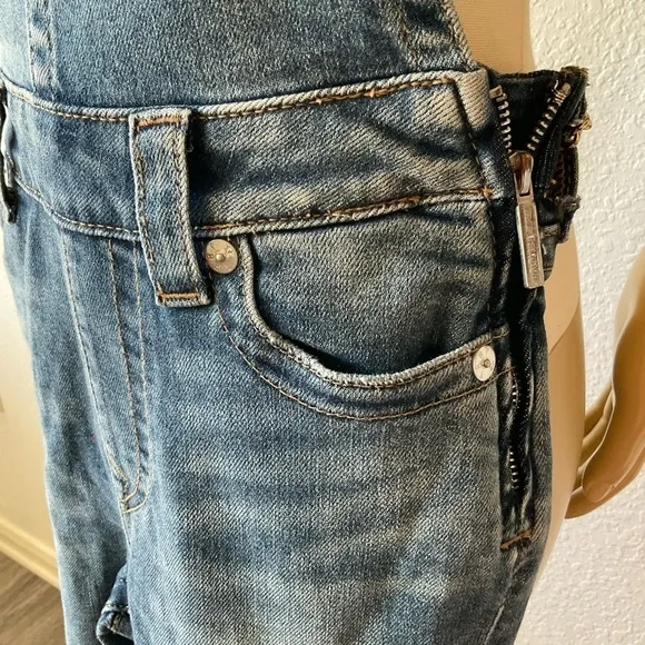 NWOT  True Religion  Skinny Denim overalls. RN112790 202206   Red Straps SzXS