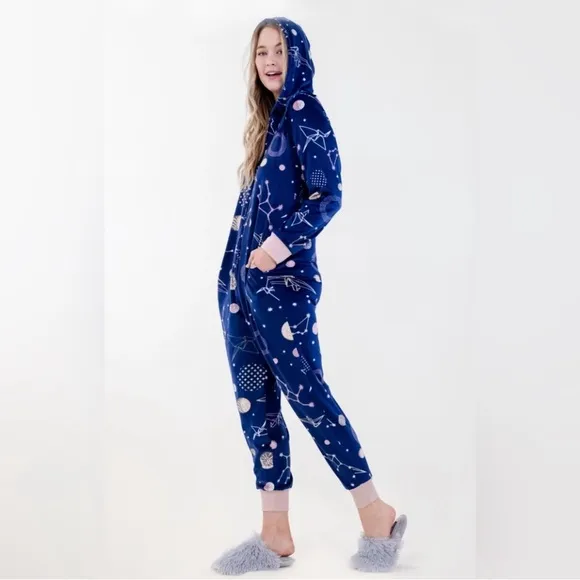 NWT Hale Bob Onesie Zip UpHoodie Pajamas with Poodle Print Sz Large $188