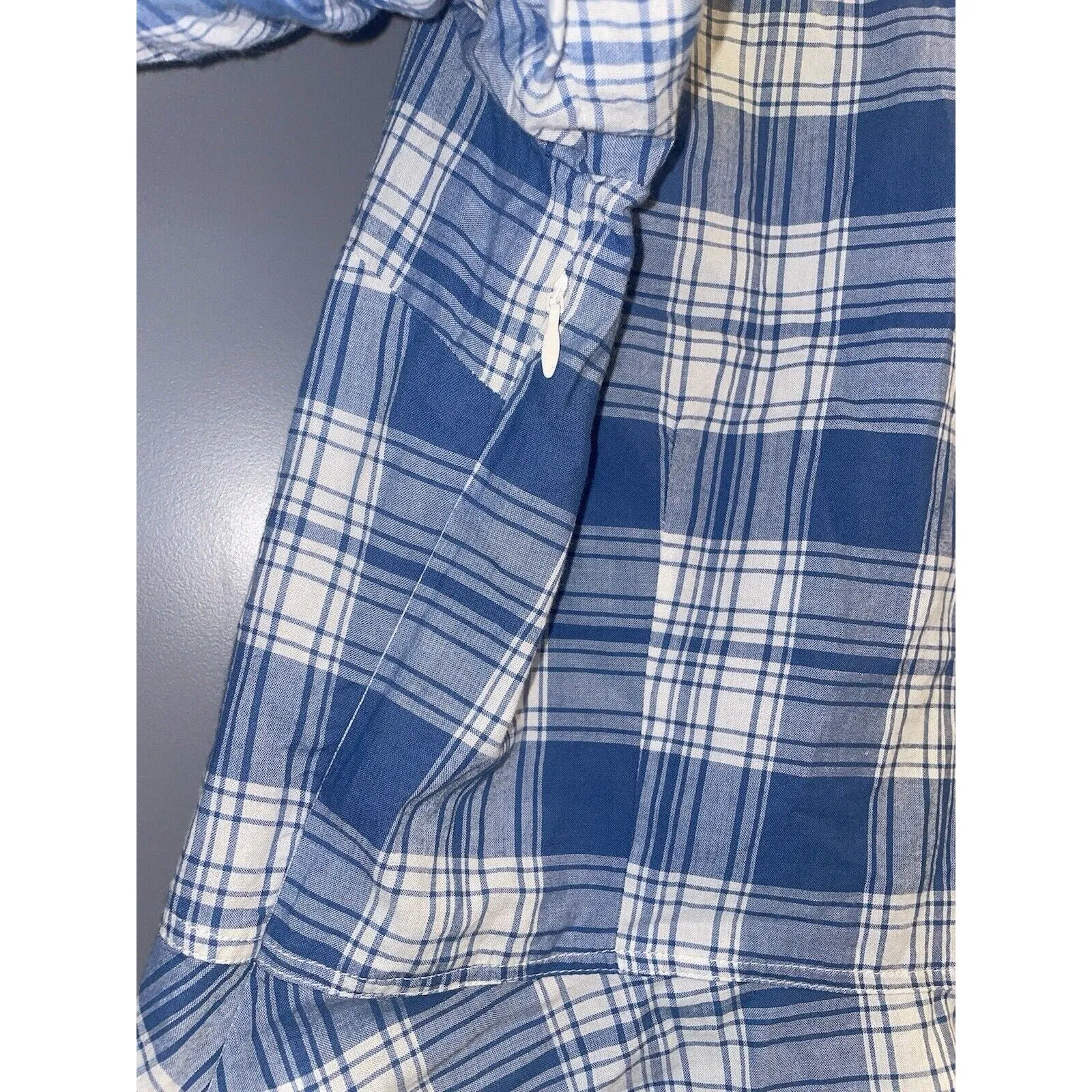 NWT Polo Ralph Lauren Women's Cassie Plaid Ruffle Peplum Blouse - Blue, Size 6