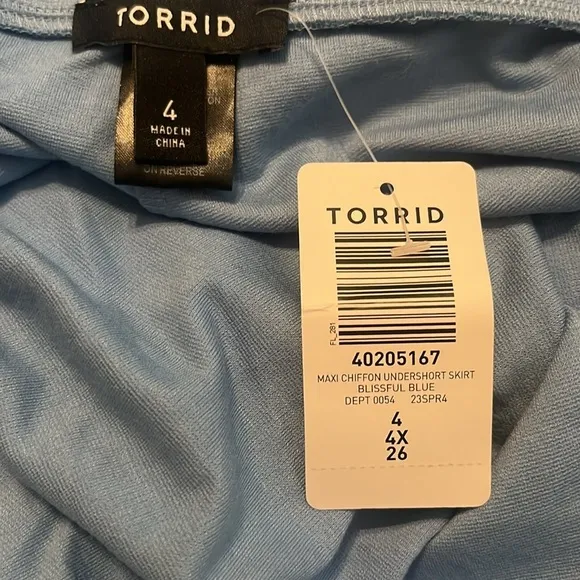 NWT Torrid Maxi Chiffon Undershort Skirt Blissful Blue Torrid Size 4X
