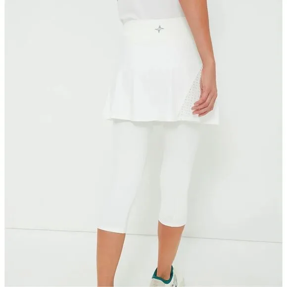 NWT Tuckernuck Womens White TNUCK Sport Compression Skirted Capri Leggings Small