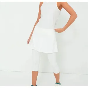 NWT Tuckernuck Womens White TNUCK Sport Compression Skirted Capri Leggings Small