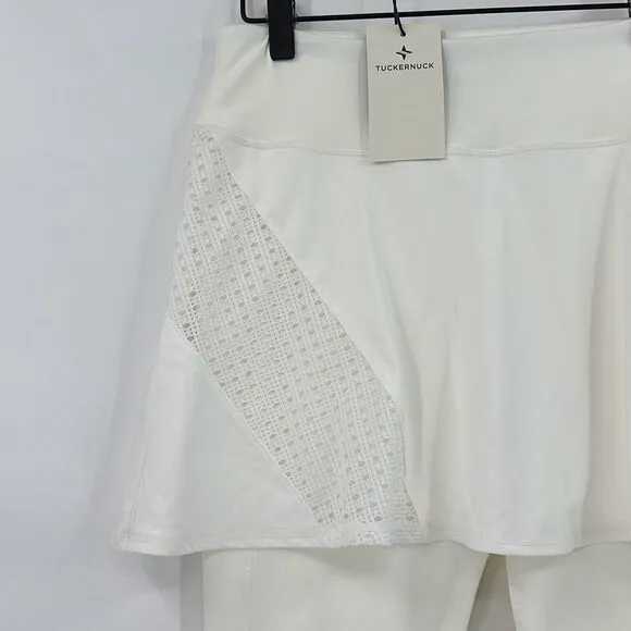 NWT Tuckernuck Womens White TNUCK Sport Compression Skirted Capri Leggings Small